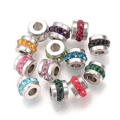 Бусины из Нержавеющей Стали со Стразами